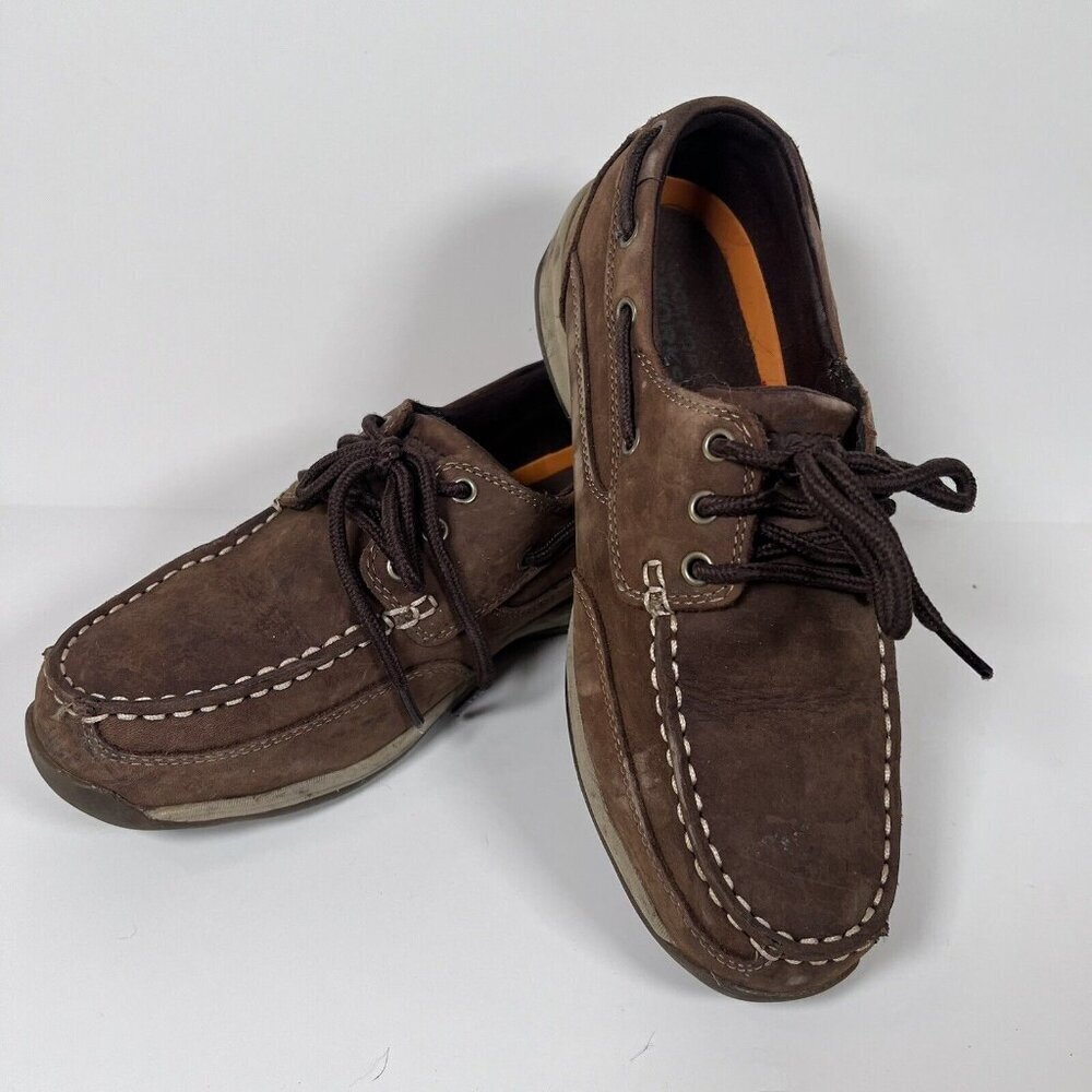 ROCKPORT WORKS RK6736 Sailing Club Steel Toe Boat Shoes Brown Women's 10W